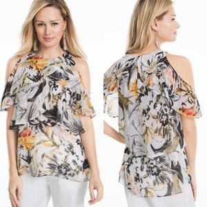 White House Black Market Cold Shoulder Blouse Sz M